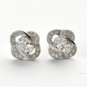 Diamonelle CZ sterling silver love knot stud earrings